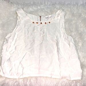 BCBG White Crop top with rose gold studs accent